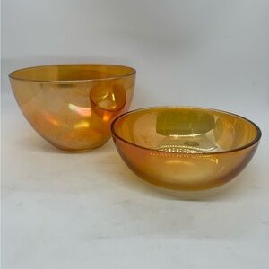 Vintage Carnival Depression Glass Orange Marigold Bowl Set of 2